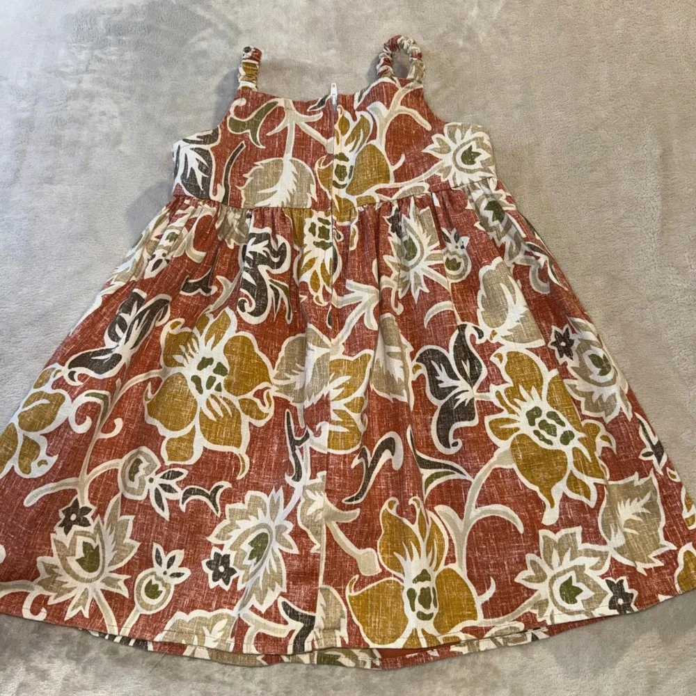 Reyn Spooner Vintage Girls 4T Hawaiian Floral Sun Dress Terracotta Cotton Blend
